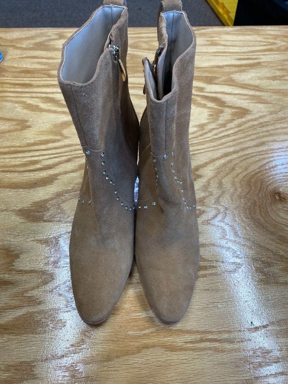 Paige Stiletto Boots Women's 8.5 Brown Leather Slip On Pointed Toe Bootie S13